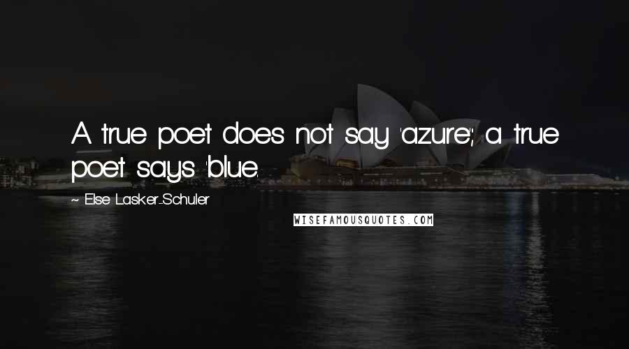 Else Lasker-Schuler Quotes: A true poet does not say 'azure'; a true poet says 'blue.