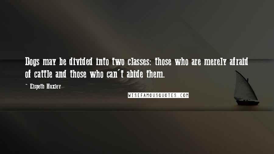 Elspeth Huxley Quotes: Dogs may be divided into two classes: those who are merely afraid of cattle and those who can't abide them.