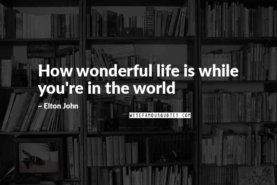 Elton John Quotes: How wonderful life is while you're in the world