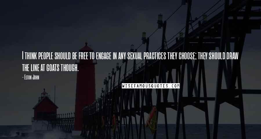 Elton John Quotes: I think people should be free to engage in any sexual practices they choose; they should draw the line at goats though.
