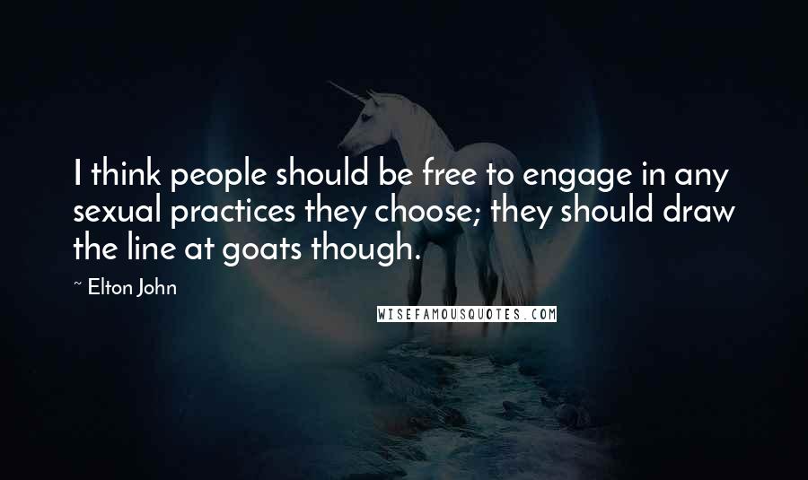 Elton John Quotes: I think people should be free to engage in any sexual practices they choose; they should draw the line at goats though.