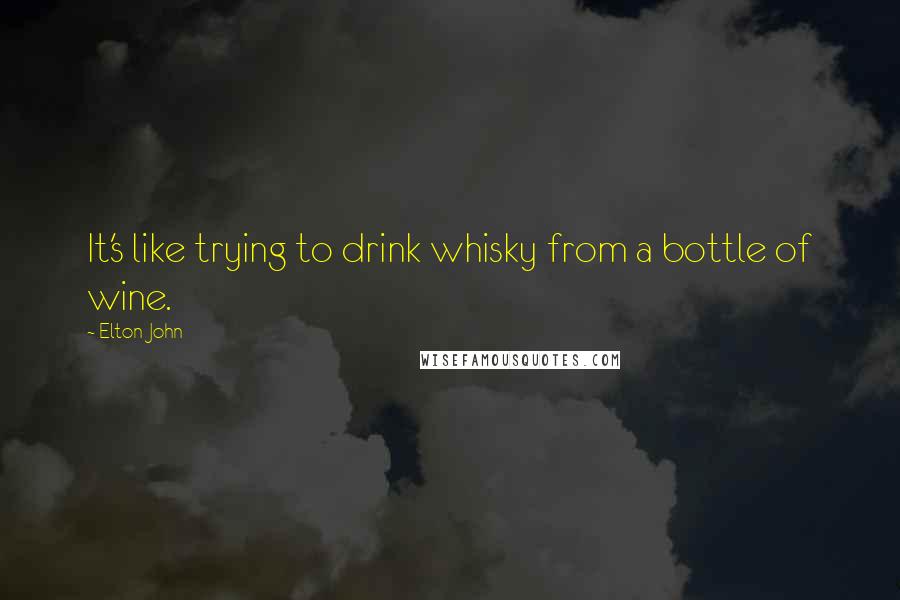 Elton John Quotes: It's like trying to drink whisky from a bottle of wine.