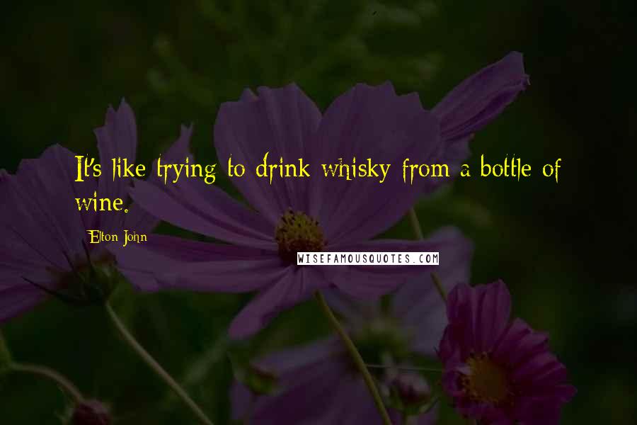 Elton John Quotes: It's like trying to drink whisky from a bottle of wine.