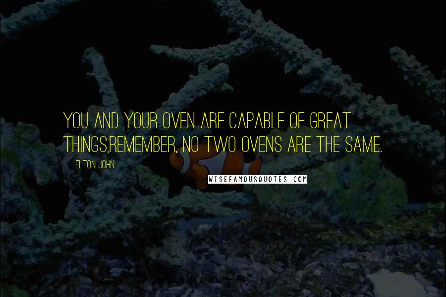 Elton John Quotes: You and your oven are capable of great things,Remember, no two ovens are the same.