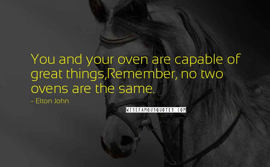 Elton John Quotes: You and your oven are capable of great things,Remember, no two ovens are the same.