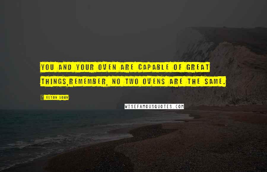 Elton John Quotes: You and your oven are capable of great things,Remember, no two ovens are the same.