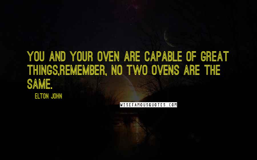 Elton John Quotes: You and your oven are capable of great things,Remember, no two ovens are the same.
