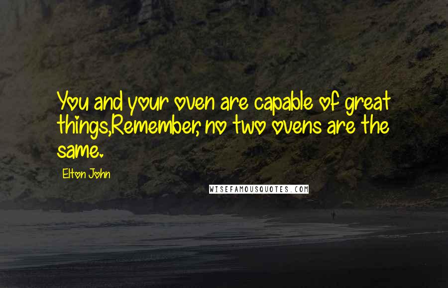 Elton John Quotes: You and your oven are capable of great things,Remember, no two ovens are the same.