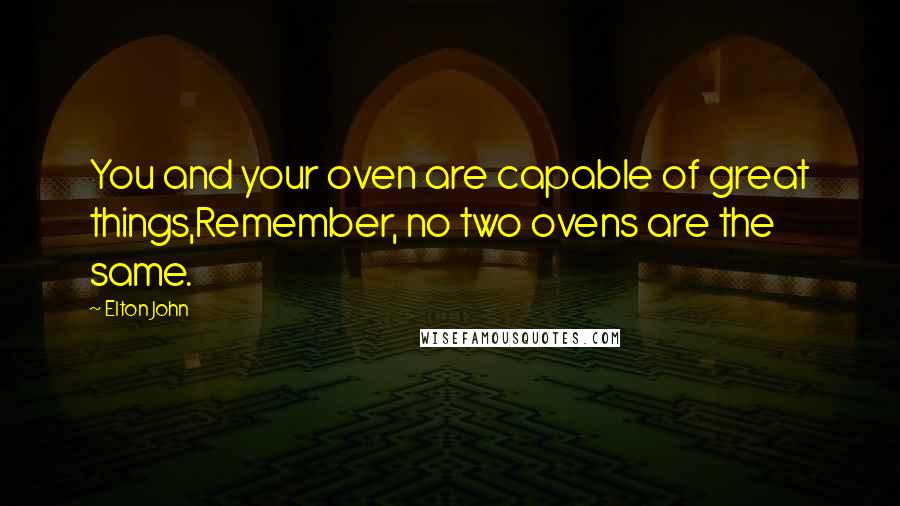 Elton John Quotes: You and your oven are capable of great things,Remember, no two ovens are the same.