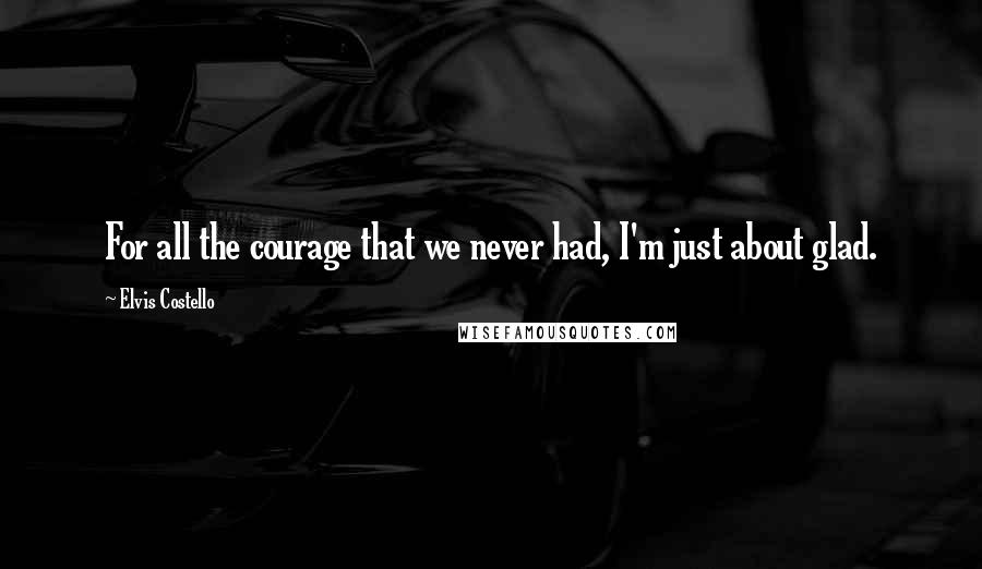 Elvis Costello Quotes: For all the courage that we never had, I'm just about glad.