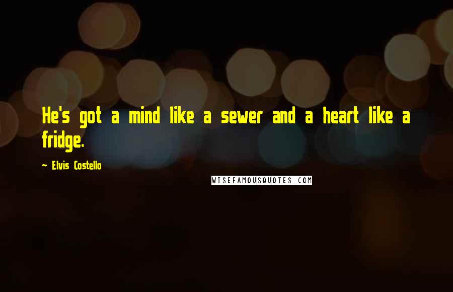 Elvis Costello Quotes: He's got a mind like a sewer and a heart like a fridge.