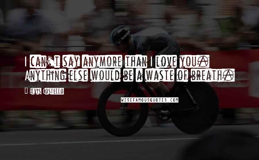 Elvis Costello Quotes: I can't say anymore than I love you. Anything else would be a waste of breath.