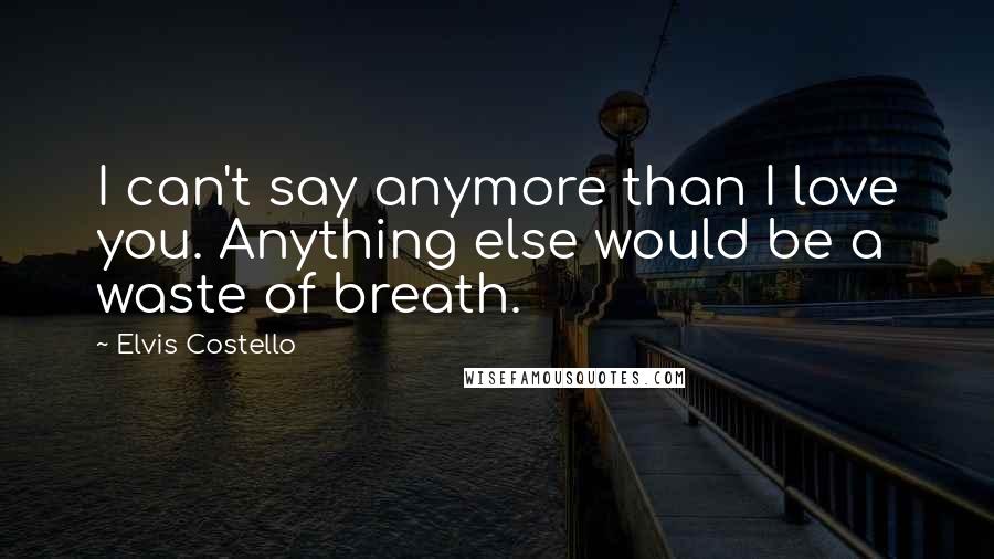 Elvis Costello Quotes: I can't say anymore than I love you. Anything else would be a waste of breath.