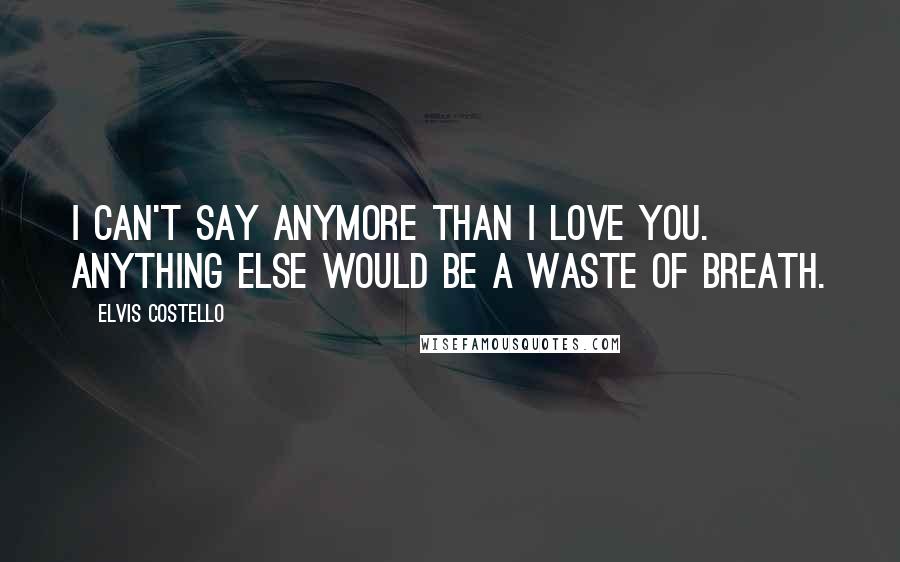 Elvis Costello Quotes: I can't say anymore than I love you. Anything else would be a waste of breath.