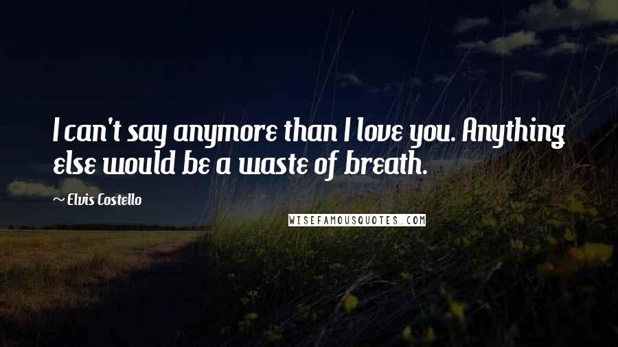 Elvis Costello Quotes: I can't say anymore than I love you. Anything else would be a waste of breath.