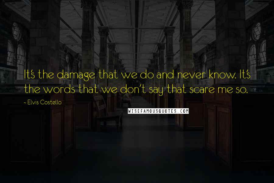 Elvis Costello Quotes: It's the damage that we do and never know. It's the words that we don't say that scare me so.