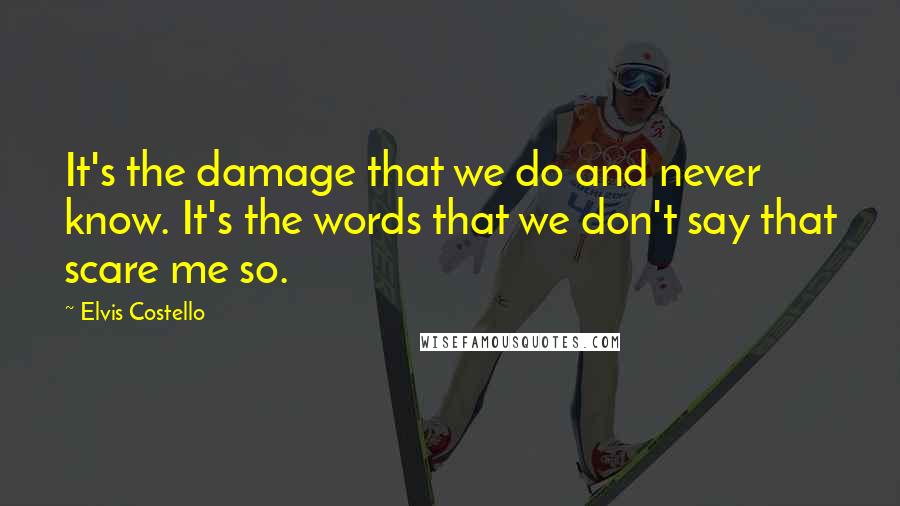 Elvis Costello Quotes: It's the damage that we do and never know. It's the words that we don't say that scare me so.