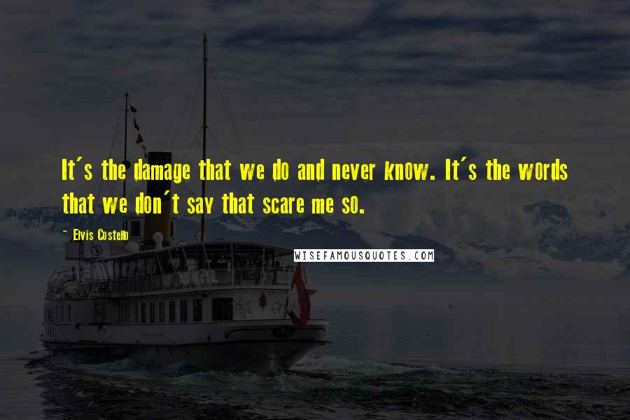 Elvis Costello Quotes: It's the damage that we do and never know. It's the words that we don't say that scare me so.