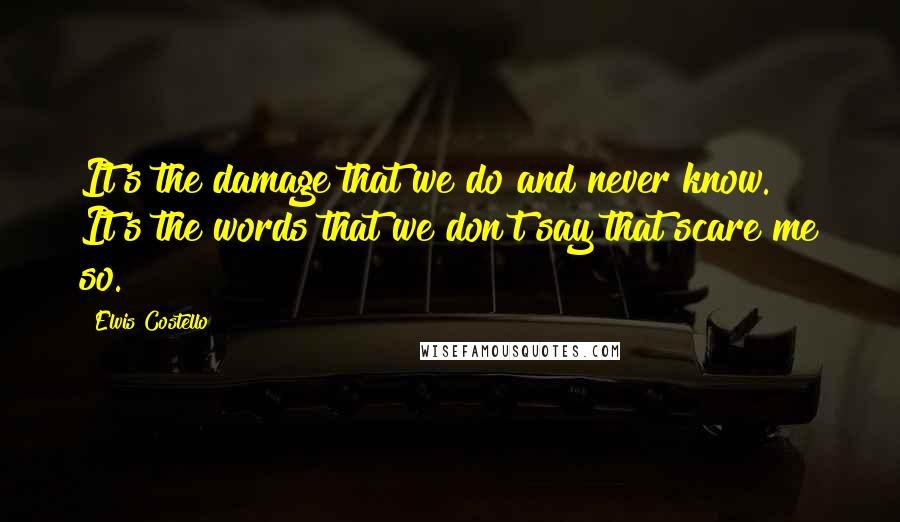 Elvis Costello Quotes: It's the damage that we do and never know. It's the words that we don't say that scare me so.