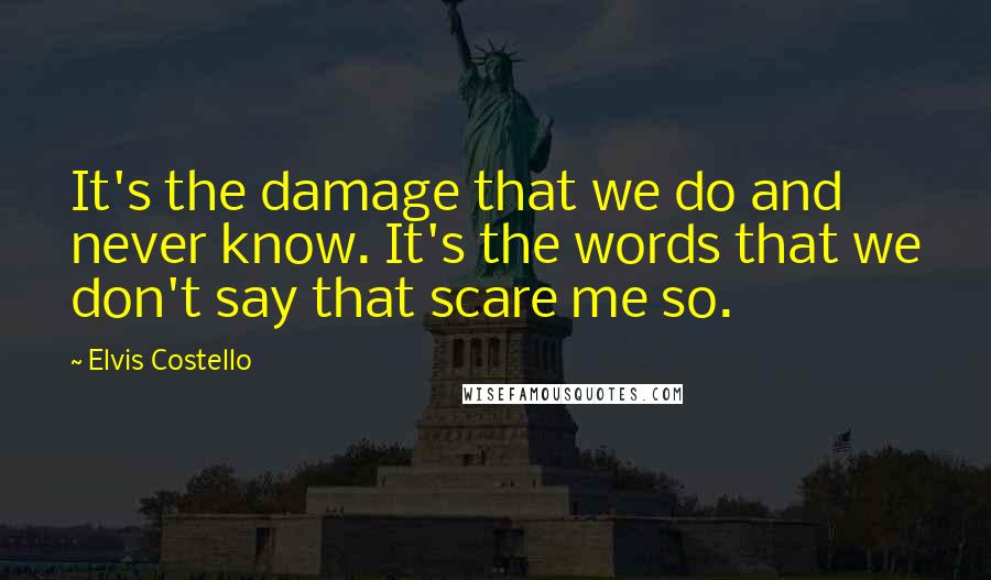 Elvis Costello Quotes: It's the damage that we do and never know. It's the words that we don't say that scare me so.