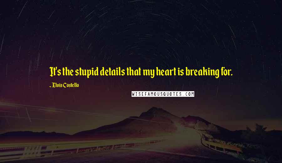 Elvis Costello Quotes: It's the stupid details that my heart is breaking for.