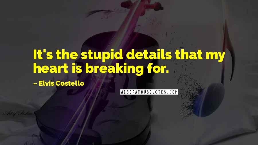 Elvis Costello Quotes: It's the stupid details that my heart is breaking for.