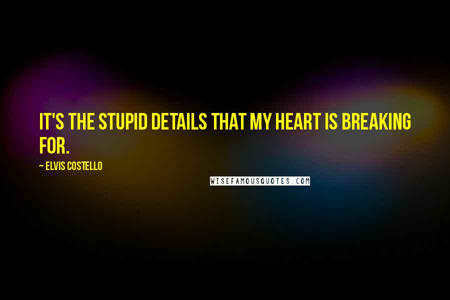 Elvis Costello Quotes: It's the stupid details that my heart is breaking for.
