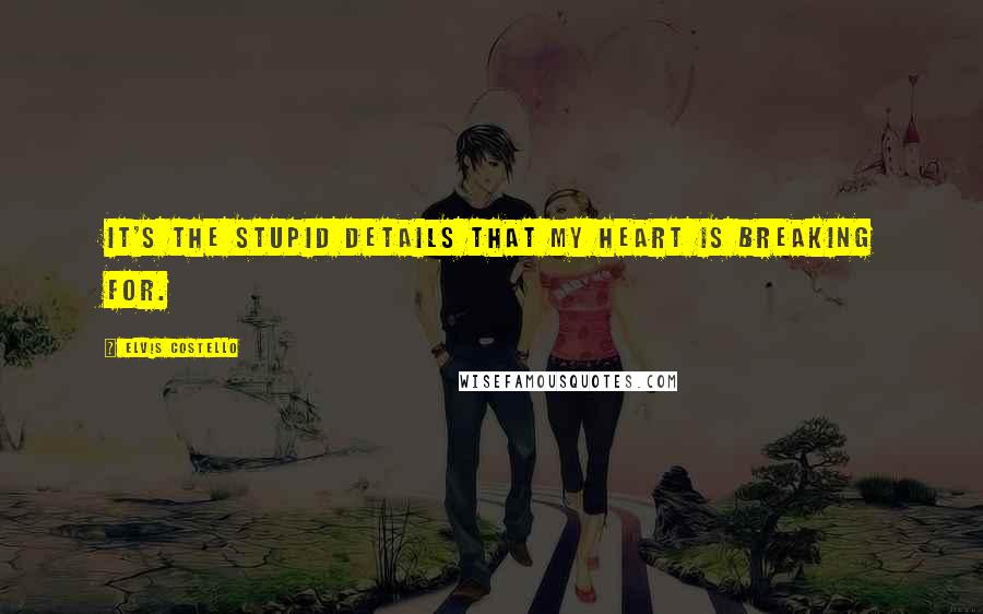 Elvis Costello Quotes: It's the stupid details that my heart is breaking for.