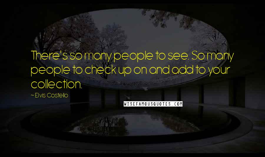 Elvis Costello Quotes: There's so many people to see. So many people to check up on and add to your collection.