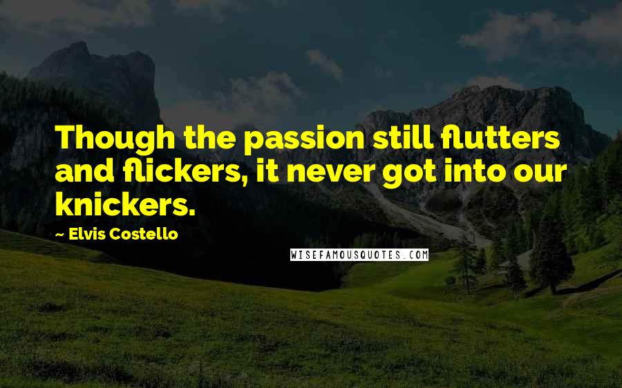 Elvis Costello Quotes: Though the passion still flutters and flickers, it never got into our knickers.