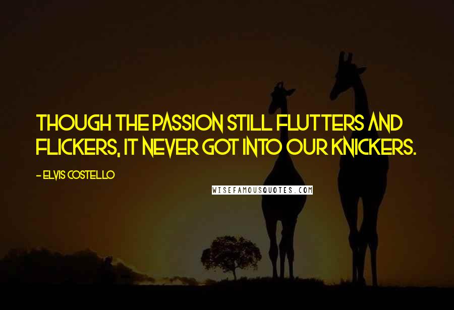 Elvis Costello Quotes: Though the passion still flutters and flickers, it never got into our knickers.