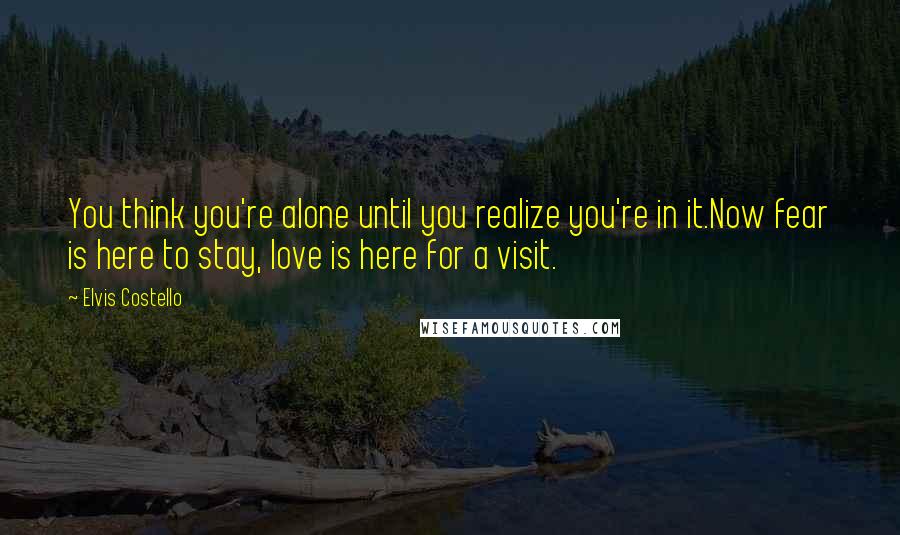 Elvis Costello Quotes: You think you're alone until you realize you're in it.Now fear is here to stay, love is here for a visit.