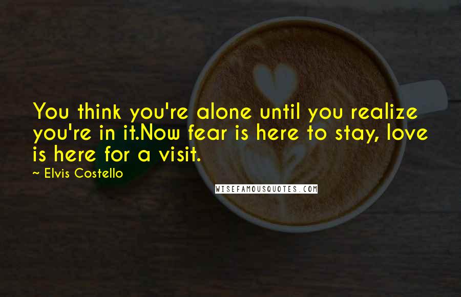 Elvis Costello Quotes: You think you're alone until you realize you're in it.Now fear is here to stay, love is here for a visit.