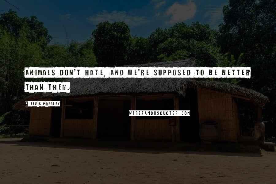 Elvis Presley Quotes: Animals don't hate, and we're supposed to be better than them.