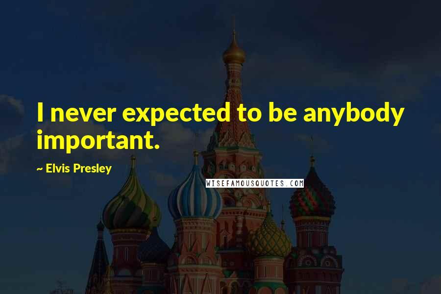 Elvis Presley Quotes: I never expected to be anybody important.