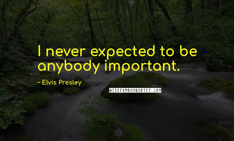 Elvis Presley Quotes: I never expected to be anybody important.