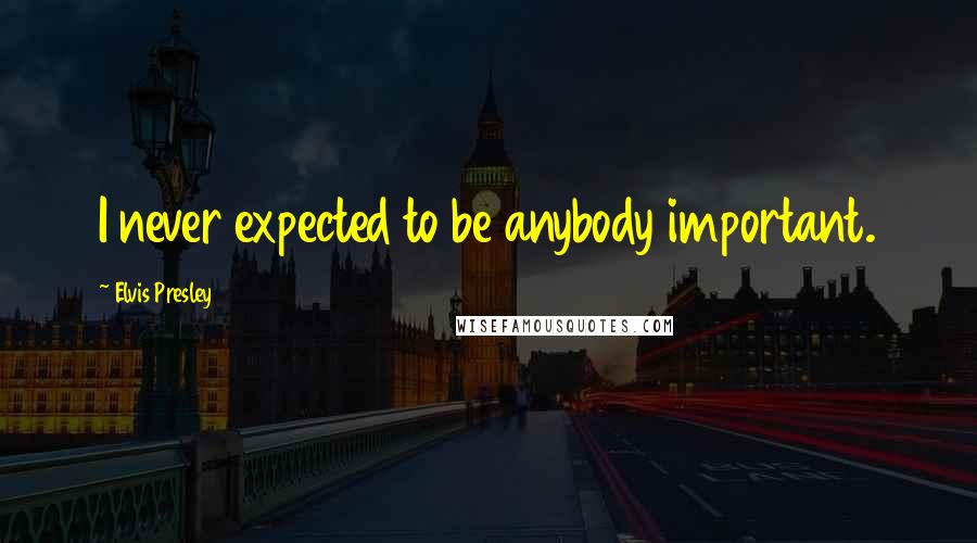 Elvis Presley Quotes: I never expected to be anybody important.