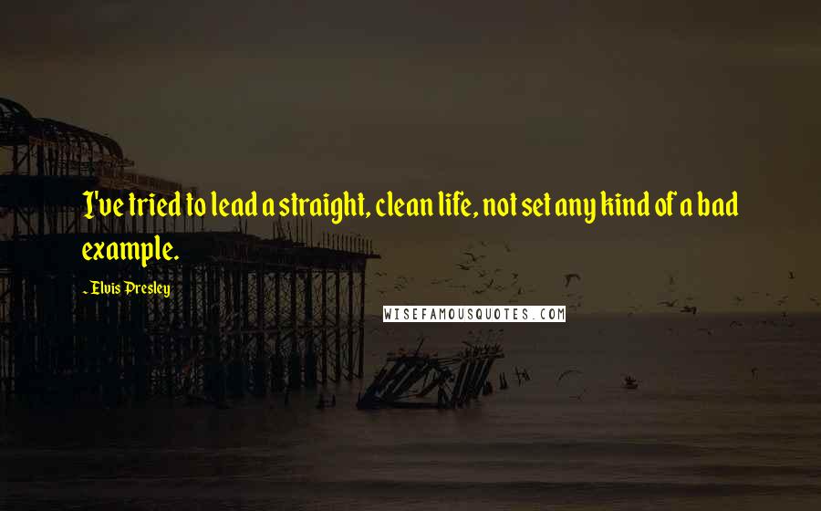 Elvis Presley Quotes: I've tried to lead a straight, clean life, not set any kind of a bad example.