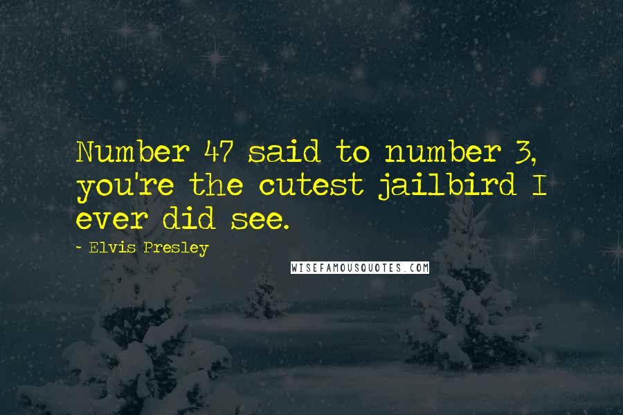 Elvis Presley Quotes: Number 47 said to number 3, you're the cutest jailbird I ever did see.