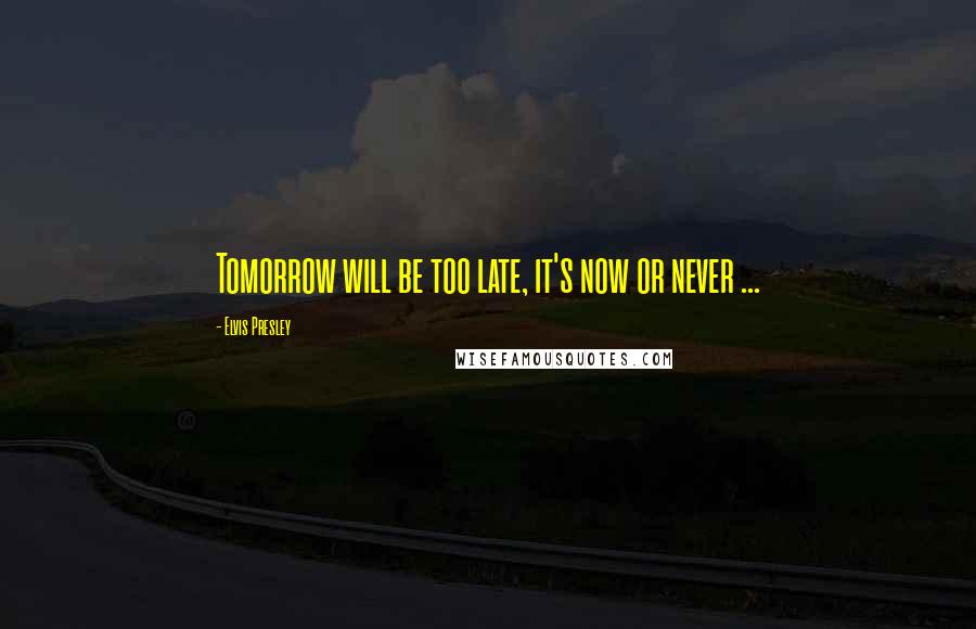 Elvis Presley Quotes: Tomorrow will be too late, it's now or never ...