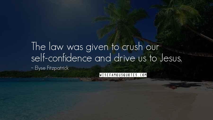 Elyse Fitzpatrick Quotes: The law was given to crush our self-confidence and drive us to Jesus.