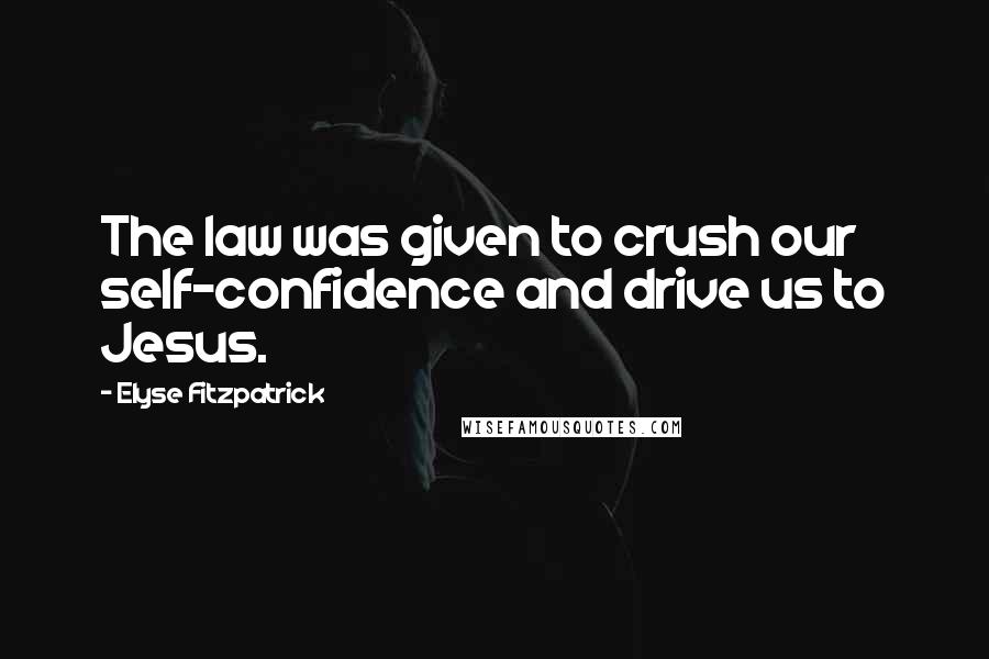 Elyse Fitzpatrick Quotes: The law was given to crush our self-confidence and drive us to Jesus.