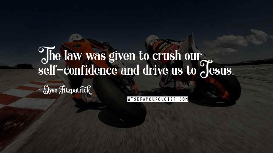 Elyse Fitzpatrick Quotes: The law was given to crush our self-confidence and drive us to Jesus.