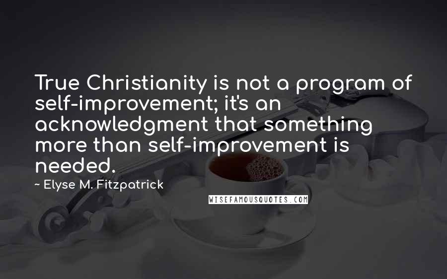 Elyse M. Fitzpatrick Quotes: True Christianity is not a program of self-improvement; it's an acknowledgment that something more than self-improvement is needed.