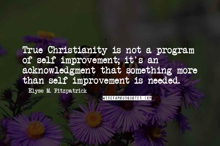 Elyse M. Fitzpatrick Quotes: True Christianity is not a program of self-improvement; it's an acknowledgment that something more than self-improvement is needed.