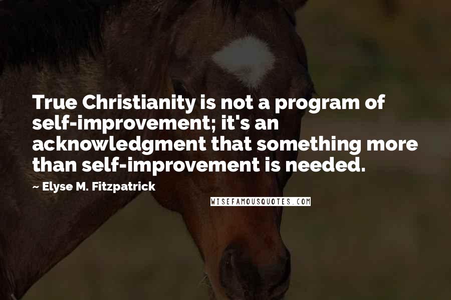 Elyse M. Fitzpatrick Quotes: True Christianity is not a program of self-improvement; it's an acknowledgment that something more than self-improvement is needed.