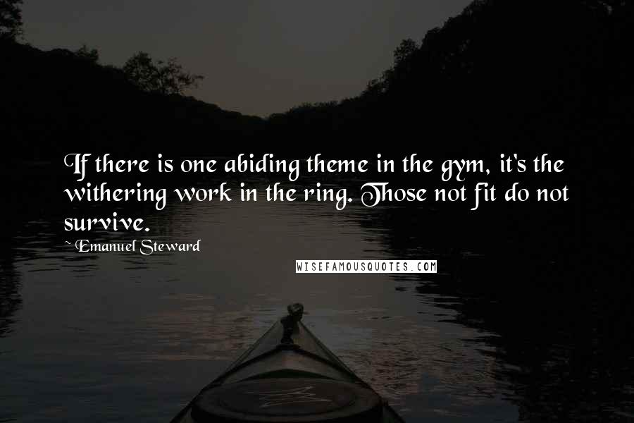 Emanuel Steward Quotes: If there is one abiding theme in the gym, it's the withering work in the ring. Those not fit do not survive.