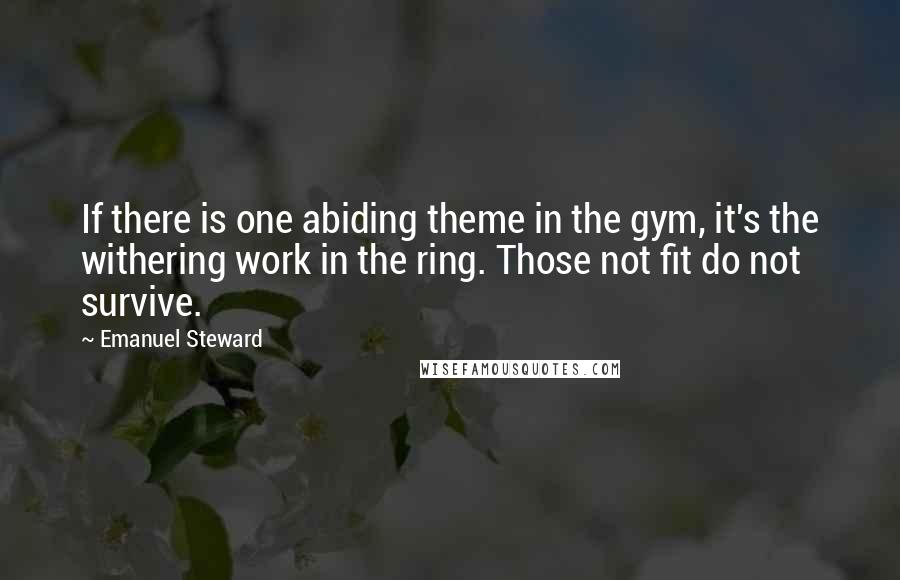 Emanuel Steward Quotes: If there is one abiding theme in the gym, it's the withering work in the ring. Those not fit do not survive.