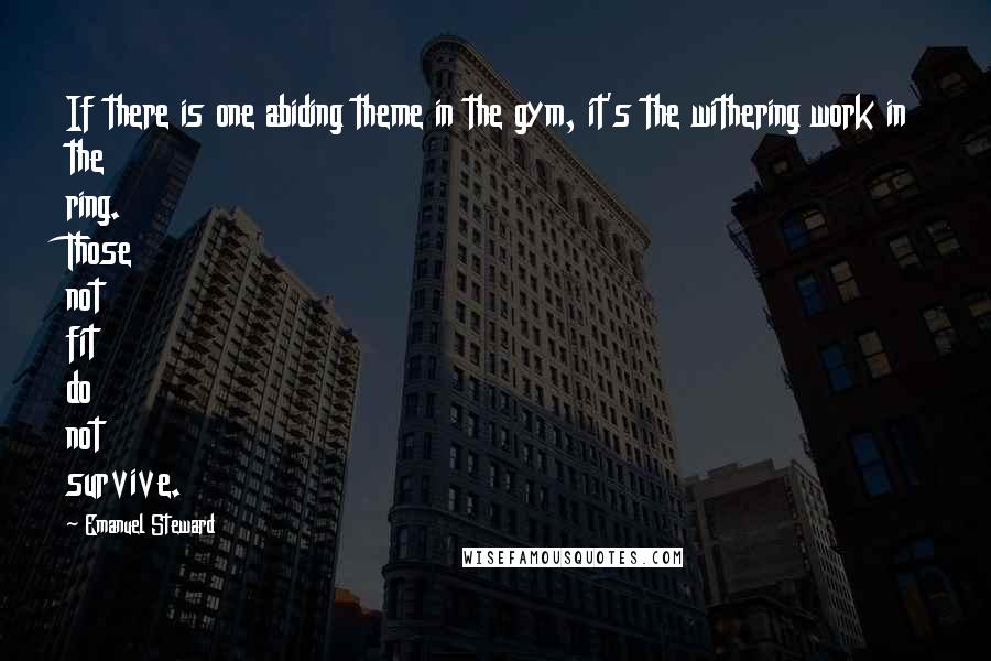 Emanuel Steward Quotes: If there is one abiding theme in the gym, it's the withering work in the ring. Those not fit do not survive.