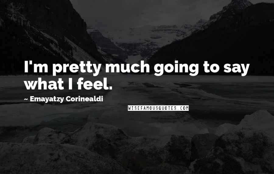 Emayatzy Corinealdi Quotes: I'm pretty much going to say what I feel.